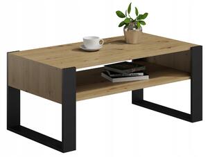Konferenční stolek KAJA, dekor artisan, černý, loft retro styl