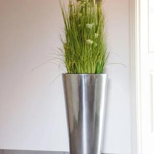 Vivanno luxusní květináč RONDO CLASSICO, sklolaminát, výška 80 cm, stříbrná metalíza
