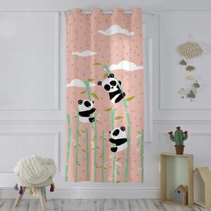 Růžový dětský bavlněný závěs Moshi Moshi Panda Garden, 140 x 265 cm