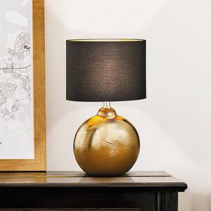 FISCHER & HONSEL Stolní lampa Foro, bronzová/černá, výška 39 cm, Bronz / starožitná mosaz, Obývací pokoj / jídelna, Keramika, Moderní