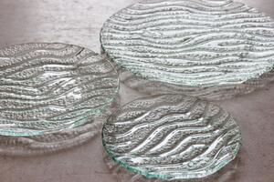 BDK-GLASS Kulaté skleněné talíře NATURE SEA Průměr: 28cm