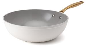 Elmich Nepřilnavá keramická pánev wok Zen Ø 28 cm - krémovo zlatá