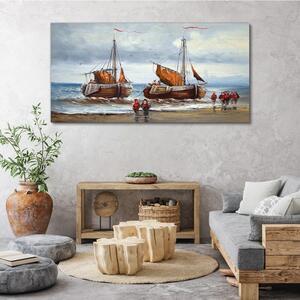 Obraz na plátně Obraz na plátně Sea loď mraky vojáci
