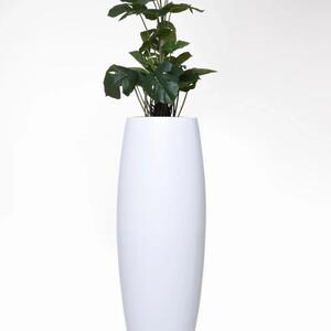 Květináč MAGNUM, sklolaminát, výška 100 cm, bílý mat