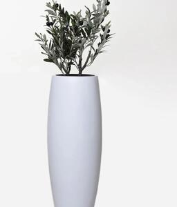 Květináč MAGNUM, sklolaminát, výška 80 cm, bílý mat