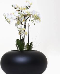 Kulatý květináč VIGLIA, sklolaminát, výška 27 cm, černá