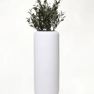 Kulatý květináč MERA, sklolaminát, výška 95 cm, bílý mat
