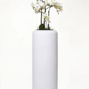 Kulatý květináč MERA, sklolaminát, výška 95 cm, bílý mat