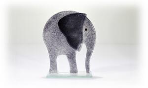 BDK-GLASS Skleněný dekorativní slon - šedý