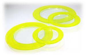 BDK-GLASS Kulaté talíře BAND - se žlutým okrajem Průměr: 26cm