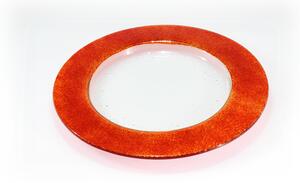 BDK-GLASS Kulaté talíře BAND - s červeným okrajem Průměr: 32cm