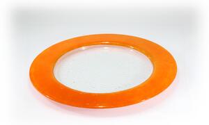 BDK-GLASS Kulaté talíře BAND - s oranžovým okrajem Průměr: 40cm