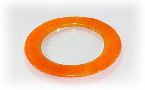 BDK-GLASS Kulaté talíře BAND - s oranžovým okrajem Průměr: 26cm