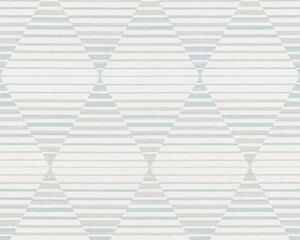 Vliesová tapeta na zeď Linen Style 36757-2 | 0,53 x 10,05 m | šedá, bílá, modrá | A.S. Création