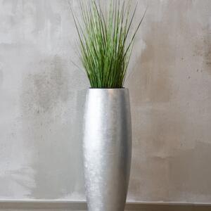 Květináč MAGNUM s umělou trávou ZEBRA, sklolaminát, celková výška 135 cm, stříbrná