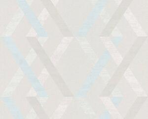 Vliesová tapeta na zeď Linen Style 36759-3 | 0,53 x 10,05 m | šedá, bílá, modrá | A.S. Création