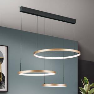 ORION LED závěsné světlo Sphere, tři zdroje, černá/zlatá, stmívatelný, Černá, Obývací pokoj / jídelna, kov, Moderní