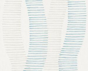 Vliesová tapeta na zeď Linen Style 36758-1 | 0,53 x 10,05 m | šedá, bílá, modrá | A.S. Création