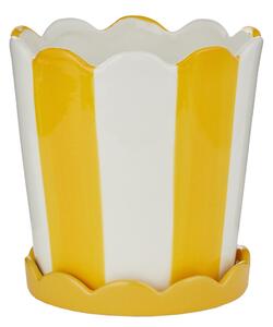 SUNDAE Květináč s miskou 16 cm - žlutá
