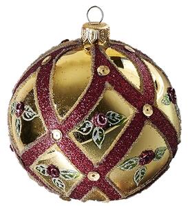 Vánoční koule zlatá rudý dekor