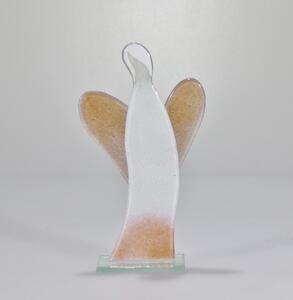 BDK-GLASS Skleněný dekorativní anděl bílo-béžový