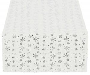 Vánoční ubrus s vločkami 220x140 cm bílý, vánoční dekorace
