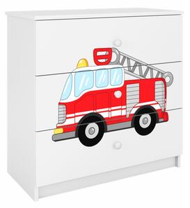 KOCOT KIDS Komoda - BABYDREAMS, matná bílá, různé motivy na výběr Motiv: hasičské auto