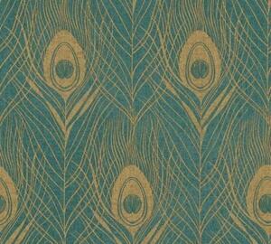 A.S. Création | Vliesová tapeta na zeď Absolutly Chic 36971-4 | 0,53 x 10,05 m | modrá, zelená, zlatá, metalická