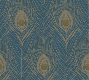 Vliesová tapeta na zeď Absolutely Chic 36971-2 | 0,53 x 10,05 m | modrá, zlatá, metalická | A.S. Création