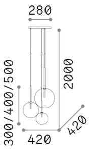 Závěsné svítidlo 3x G4 dymová IP20 Ideal Lux EQUINOXE 364834