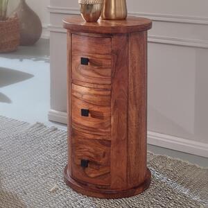 FineBuy Design Prbornk Sheesham masiv ò 35 cm | Zásuvková komoda | Boní skíka, plná | Mini komoda, hndá