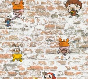 A.S. Création | Papírová tapeta na zeď Boys & Girls 36987-1 | 0,53 x 10,05 m | béžová, hnědá, šedá, modrá, oranžová
