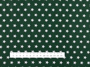 Bavlněná látka/plátno Sandra SA-350 Bílé hvězdičky na tmavě zeleném - šířka 140 cm