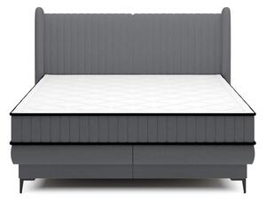 Manželská kontinentální postel 140 cm Dalmo 140 (s roštem) (s úl. prostorem) (šedočerná světlejší + černá)