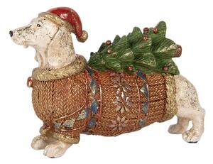 Dekorace figurka jezevčík ve světříku se stromkem - 21*6*14 cm - Clayre & Eef