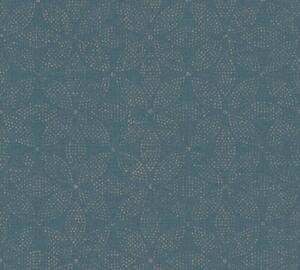 Vliesová tapeta na zeď Ethnic Origin 37176-2 | 0,53 x 10,05 m | modrá, zelená, metalická | A.S. Création