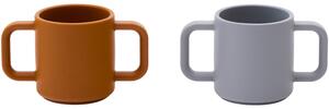 Kave Home Oranžovo-šedý set dvou silikonových hrnků Lili 180 ml