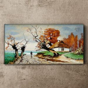 Obraz na plátně Obraz na plátně Abstrakce krajiny Chata strom