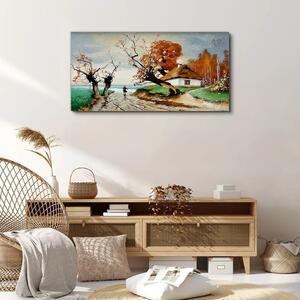 Obraz na plátně Obraz na plátně Abstrakce krajiny Chata strom