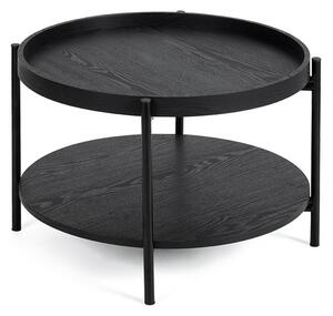 Černý kulatý konferenční stolek v dekoru dubu ø 64 cm Hagen – Bonami Essentials