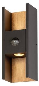 BIG WHITE SLV FLATT II nástěnné svítidlo pro povrchovou montáž, SENSOR, 2700 K, max. 10 W, antracit / hnědá 1010107
