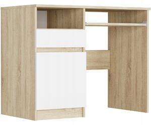 Obdélníkový psací stůl Framire 96 x 50 x 76 cm bílý, dub sonoma