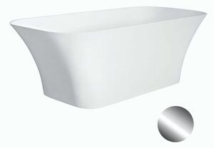 Besco Volně stojící vana z litého mramoru Assos S-Line 160x70 Barva: Bílá, Rozměry (cm): 160x70, Typ a barva výpustě: Click-Clack s horním čištěním, chrom