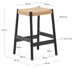 Černá dubová barová židle Kave Home Yalia s výpletem 66 cm