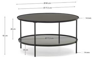 Černý skleněný konferenční stolek Kave Home Gilda 80 cm