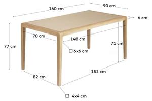 Dřevěný jídelní stůl Kave Home Better 160 x 90 cm s deskou z polycementu