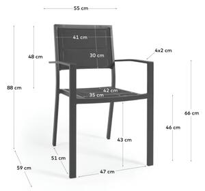 Černá kovová zahradní židle Kave Home Sirley s látkovým sedákem