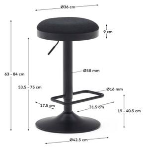 Černá čalouněná barová židle Kave Home Zaib 58-80 cm