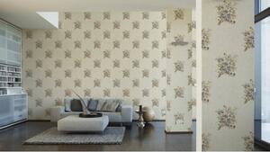 A.S. Création | Vliesová tapeta na zeď Romantico 37225-3 | 0,53 x 10,05 m | bílá, hnědá, šedá