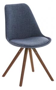 Židle Lona látkový potah / podnož kulatá ořech, modrá